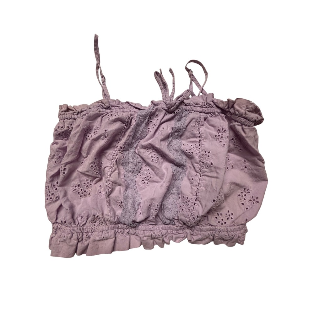 Love Tree Lavender Eyelet Lace Trim Smocked Camisole Top Small